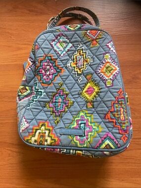 Vera Bradley Quilted Blue Lunch Bag  with Multicolor Geometric Print